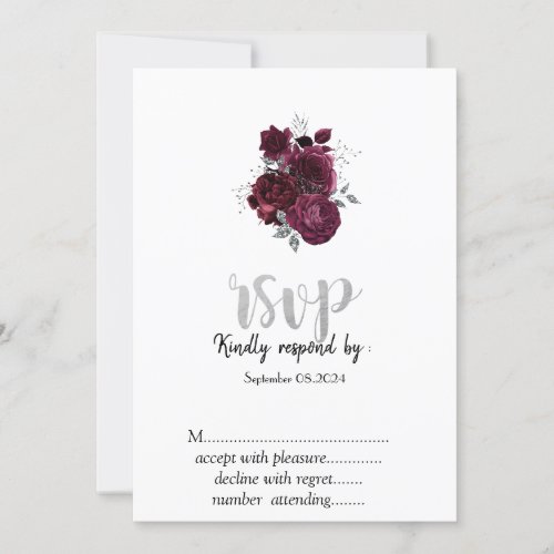 Burgundy Roses RSVP   Invitation
