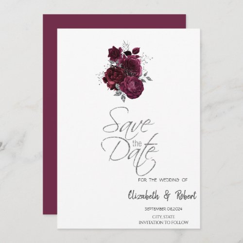 Burgundy Roses Save The Date