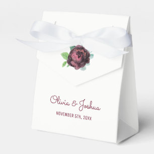 Burgundy Roses Wedding Favor Boxes