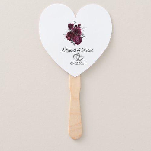 Burgundy Roses Wedding  Hand Fan