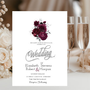 Burgundy Roses Wedding Invitation