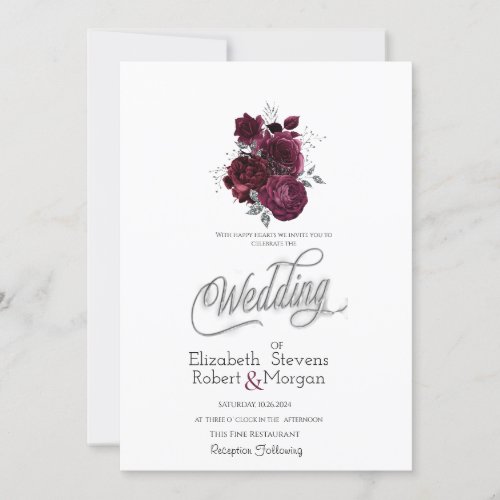 Burgundy Roses Wedding Invitation