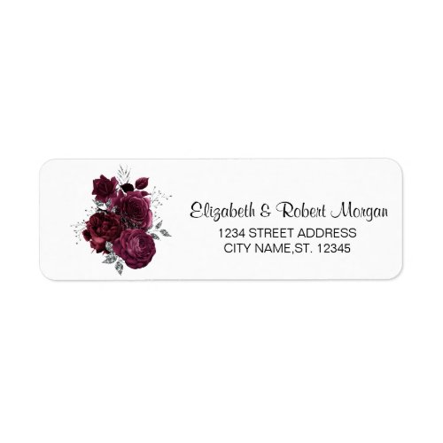 Burgundy Roses Wedding Label