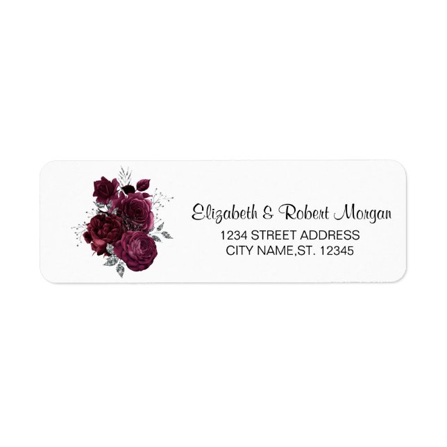 Burgundy Roses Wedding Label (Front)
