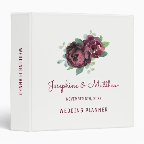 Burgundy Roses Wedding Planner Binder