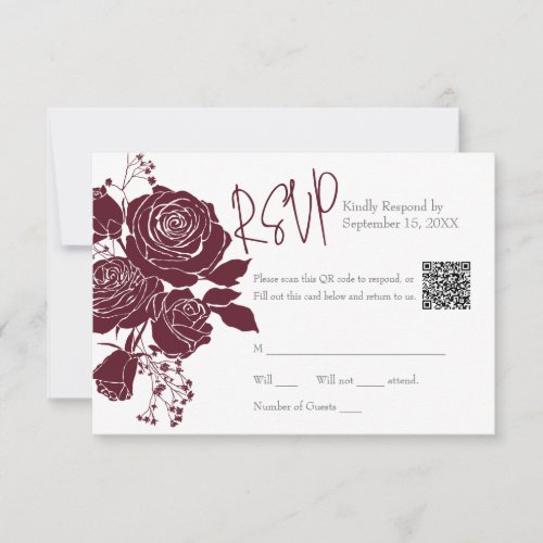 Burgundy Roses With QR code Response Card