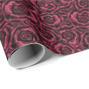 Burgundy roses wrapping paper