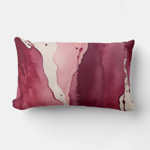 burgundy, rosewood pink, and soft ivory watercolor lumbar pillow