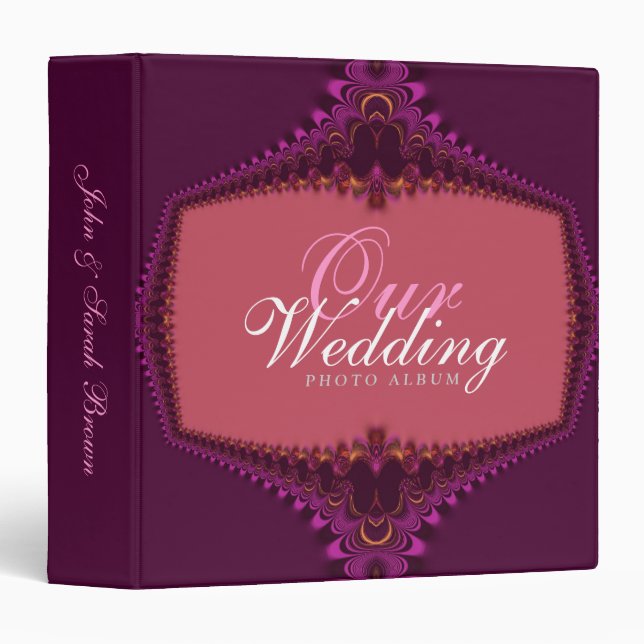 Burgundy Royale Decorative Lace Wedding Album 3 Ring Binder (Front/Spine)