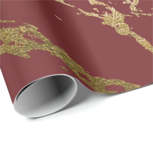Burgundy Rubin Gold Marble Shiny Glam Abstract VIP Wrapping Paper
