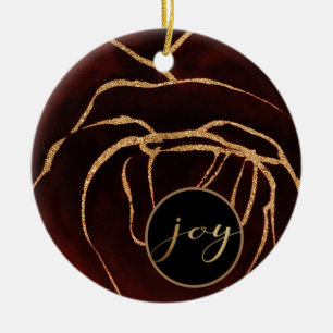 burgundy ruby and gold joy photo ornament