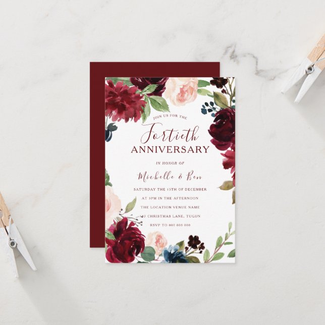 Wedding Anniversary Invitations 25th Silver, 40th Ruby, 50th Gold - View #12