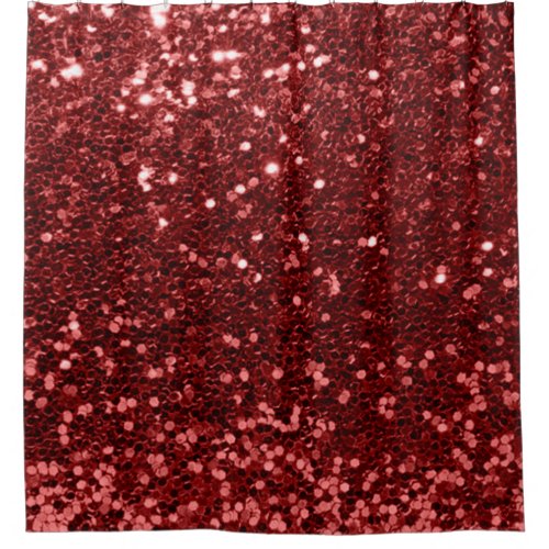 Burgundy Ruby Red Maroon Faux Glitter Sequin Glam Shower Curtain