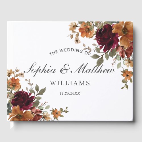 Burgundy Rust Burnt Orange Copper Floral Wedding