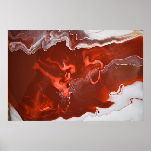 Burgundy Rust Dark Red Marble Acrylic Art Abstract Poster