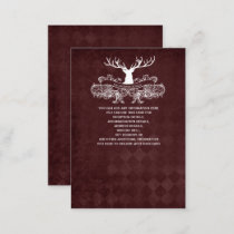 Burgundy Rustic Antler Deer Woodland Wedding Enclosure Card
