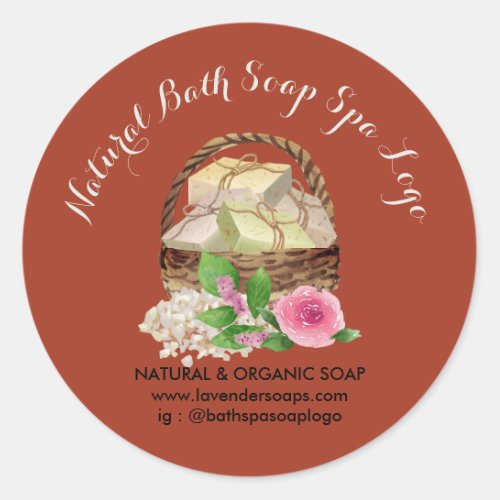 Burgundy Rustic Bath Lavender Spa Soap Classic Round Sticker