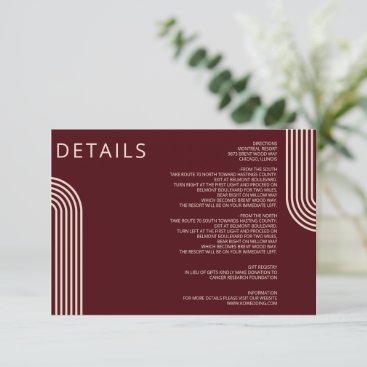 Burgundy Rustic Boho Arched Modern Wedding Enclosure Card
