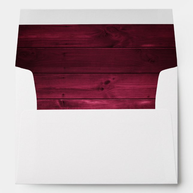 Burgundy Rustic Country Wood Wedding Envelope (Back (Bottom))