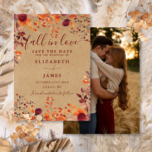 Burgundy Rustic Fall Autumn Photo Wedding Save The Date