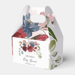 Burgundy Rustic Floral Baby Shower Custom Favor Boxes