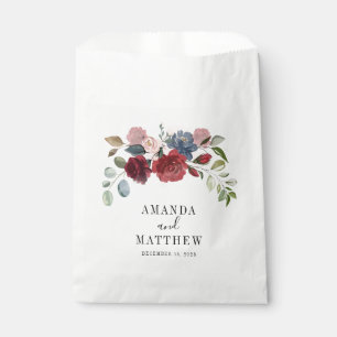 Burgundy Rustic Floral Custom Wedding Favor Bag