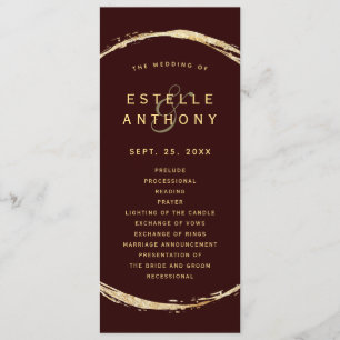 Burgundy Rustic Gold Circle Ampersand Wedding Program