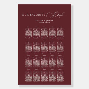 Burgundy Rustic Modern Wedding Seating Chart Foam Board