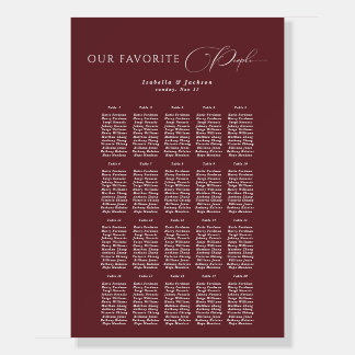 Burgundy Rustic Modern Wedding Seating Chart Foam Board