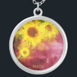 *~* Burgundy  Rustic Sunflower Country Watercolor Silver Plated Necklace<br><div class="desc">* Rustic Vintage botanical charming Burgundy Gold Floral Blossoms and Watercolor Yellow Sunflowers Creative Unique Modern design. * This joyful modern Country Rustic Vintage lovely Soft large Watercolor Yellow Sunflowers on an Abstract Burgundy Merlot and Gold make for a very design. Energy Enhanced Square Silver Plated Metaphysical Spiritual New Age...</div>