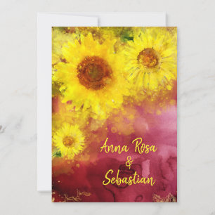 *~* Burgundy Rustic Sunflower Country Wedding Invitation