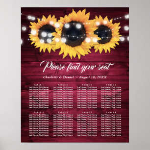 Burgundy Rustic Sunflower Wedding Seating Chart 8