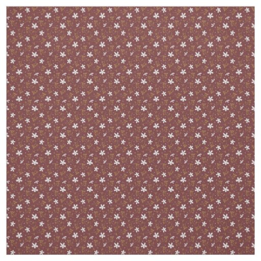Burgundy Rustic Wildflower Countryside Pattern Fabric