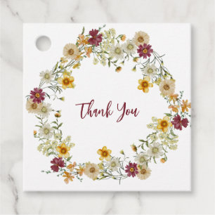 Burgundy rustic wildflower favor tags