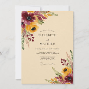 Burgundy Saffron Autumn Wedding Invitation