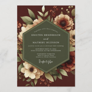 Burgundy Sage Baroque Wedding Invitation