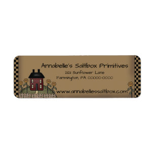 Burgundy Saltbox & Sunflowers Personalized Address Label