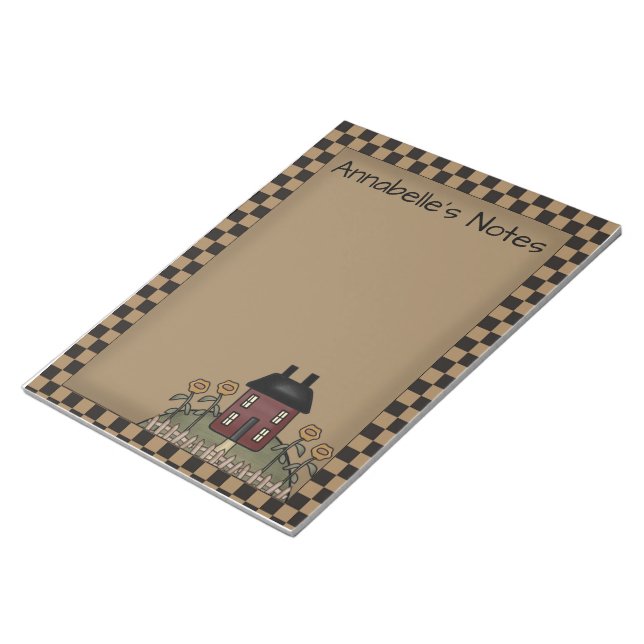 Burgundy Saltbox & Sunflowers Personalized Note (Angled)