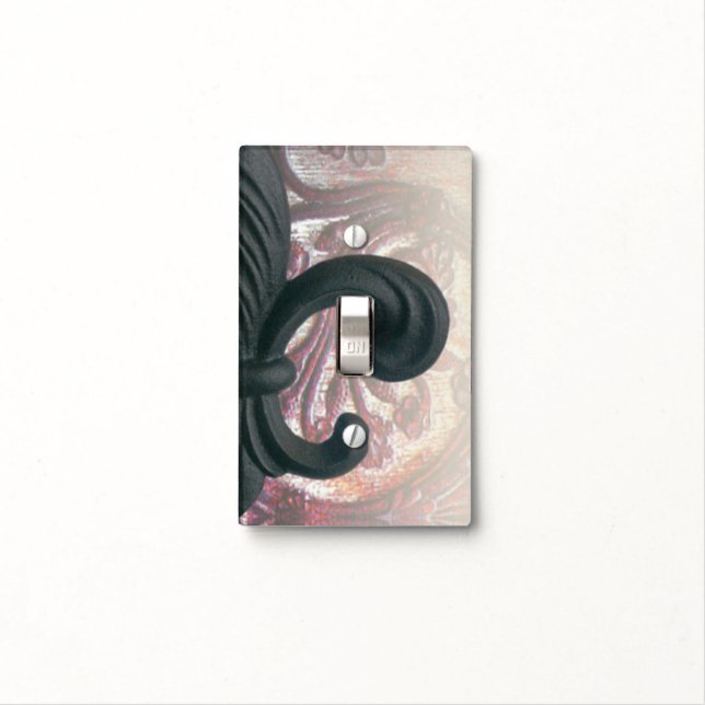 burgundy/sand "iron fleur-de-lis" SWITCH PLATE (In Situ)