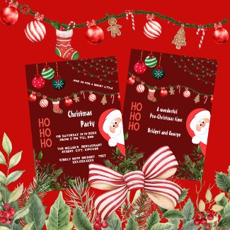 burgundy Santa & Ornaments Christmas Party