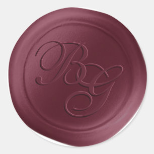 Burgundy Script Double Monogram Wax Seal Stickers
