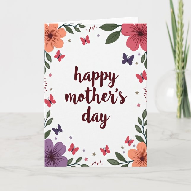 Burgundy Script Happy Mothers Day Card (Front)