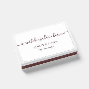 Burgundy Script Match Made in Heaven Wedding