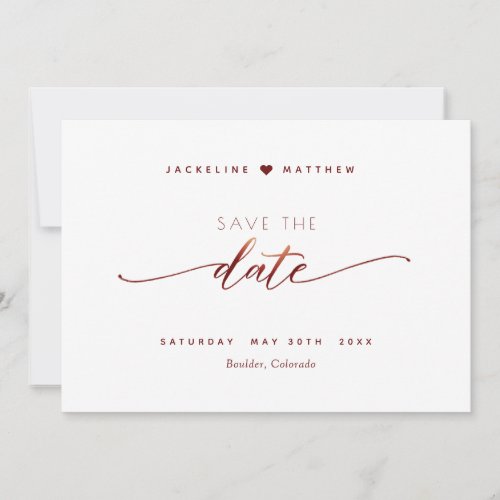 Burgundy Script Simple Stamp Wedding Save the Date