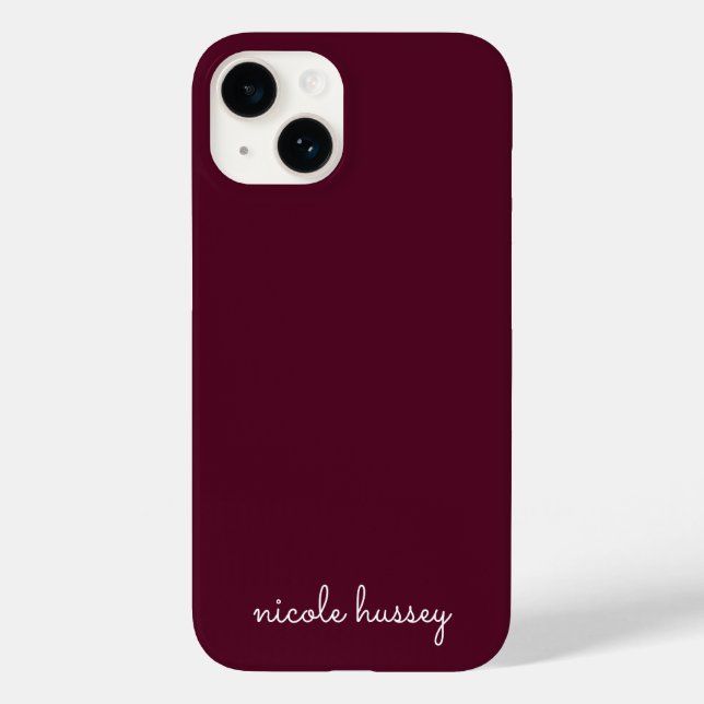 Burgundy Script  | Stylish Monogram Modern Case-Mate iPhone Case (Back)
