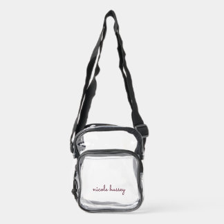 Burgundy Script | Stylish Monogram Modern Clear Crossbody Bag