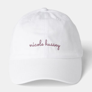 Burgundy Script    Stylish Monogram Modern Hat