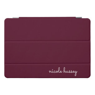 Burgundy Script Stylish Monogram Modern iPad Pro Cover
