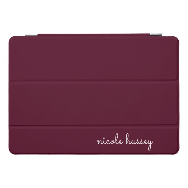 Burgundy Script  | Stylish Monogram Modern iPad Pro Cover (Horizontal)