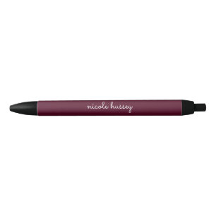 Burgundy Script Stylish Monogram Modern Pen